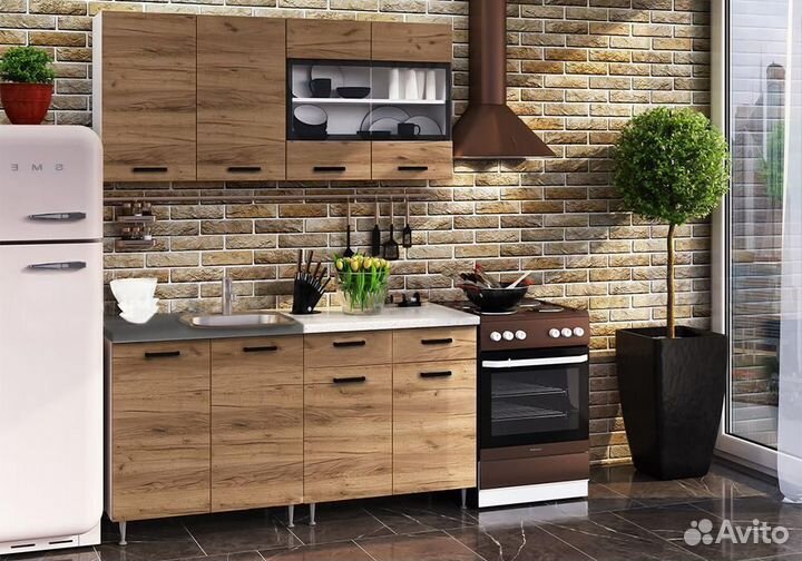 Кухня Рио 1.6 метра в двух цветах (крафт/бетон)