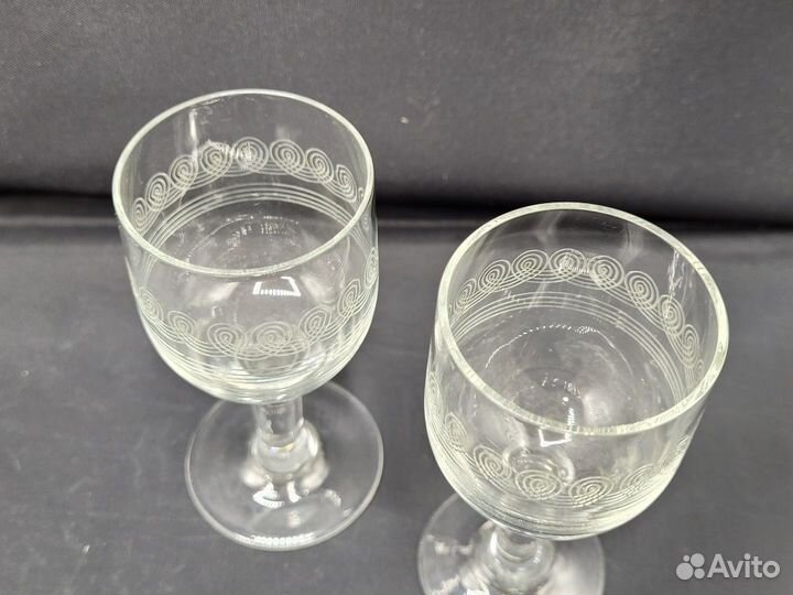 Рюмка тонкое стекло резьба орнамент пантография