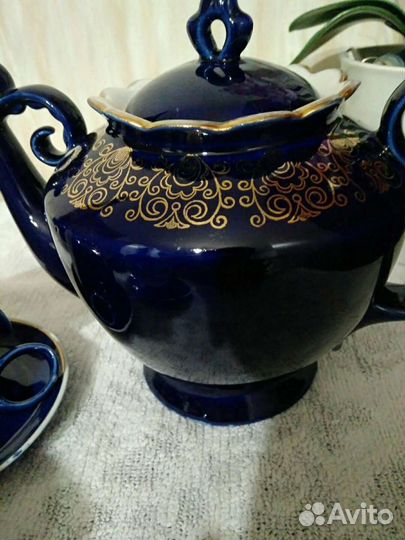 Сервиз чайный, кобальтовый