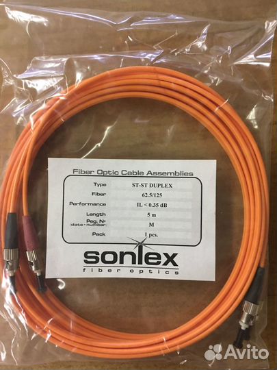 Оптический кабель(патчкорд) Sonlex ST-ST Duplex 5M