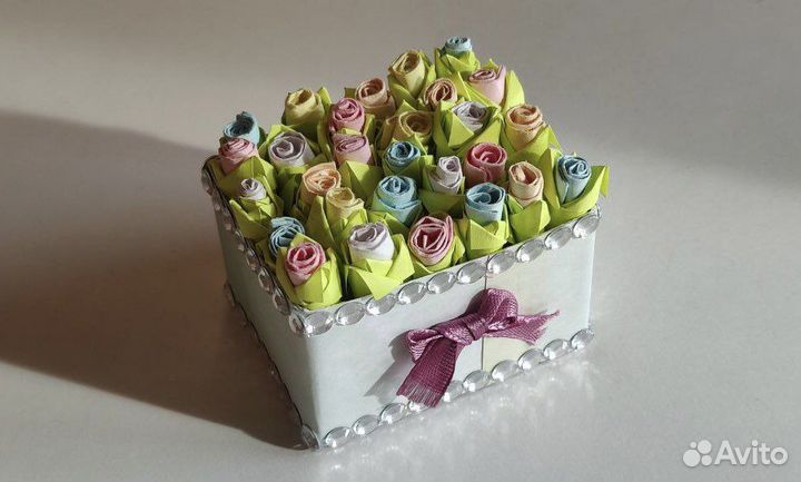 Сувенир Корзиночка с цветами.Ручная работа