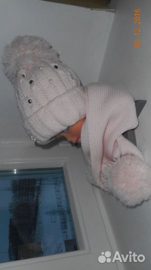 Комплект шапка + шарф на девочку