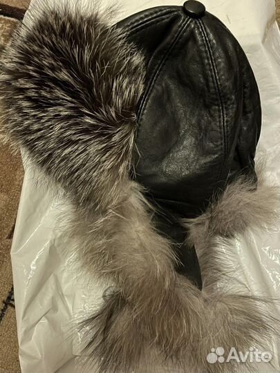 Шапка-ушанка женская мех+кожа