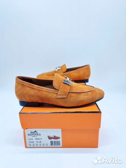 Лоферы женские Hermes замшевые