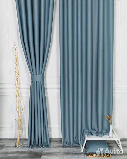 Шторы блэкаут Марсель Пастельный синий