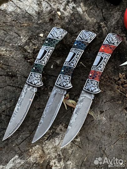 Нож складной из дамасской стали