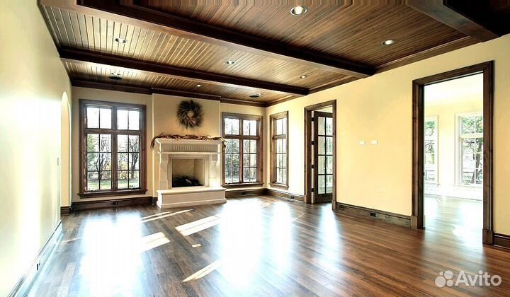 Деревянный потолок из массива дерева