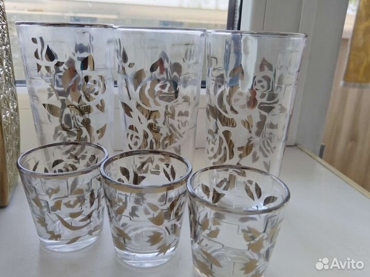 Графин со стаканами богемия