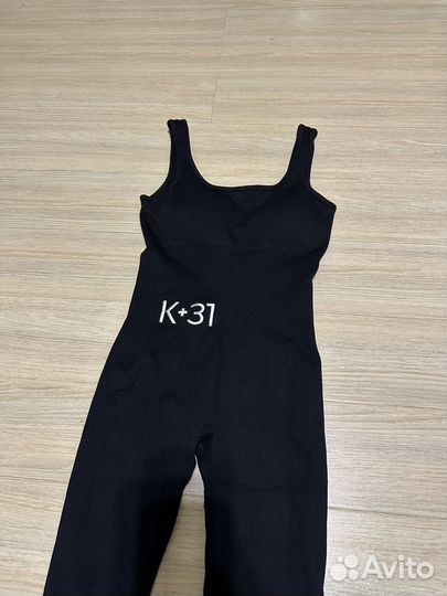 Комбинезон черный фитнес S костюм спортивный