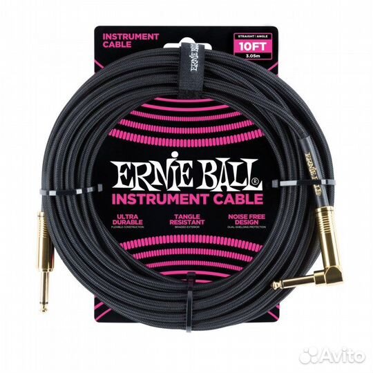 Ernie ball 6081 кабель оплетёный, 3,05 м, чёрный