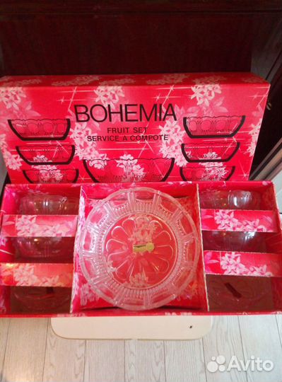 Набор салатниц, чешский хрусталь Bogemia 7 предмет