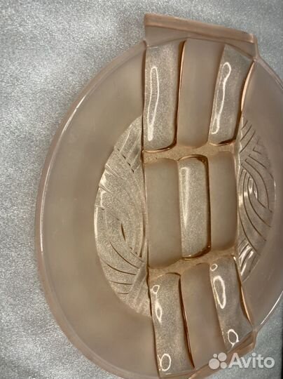 Блюдо Тарелка Розовое стекло