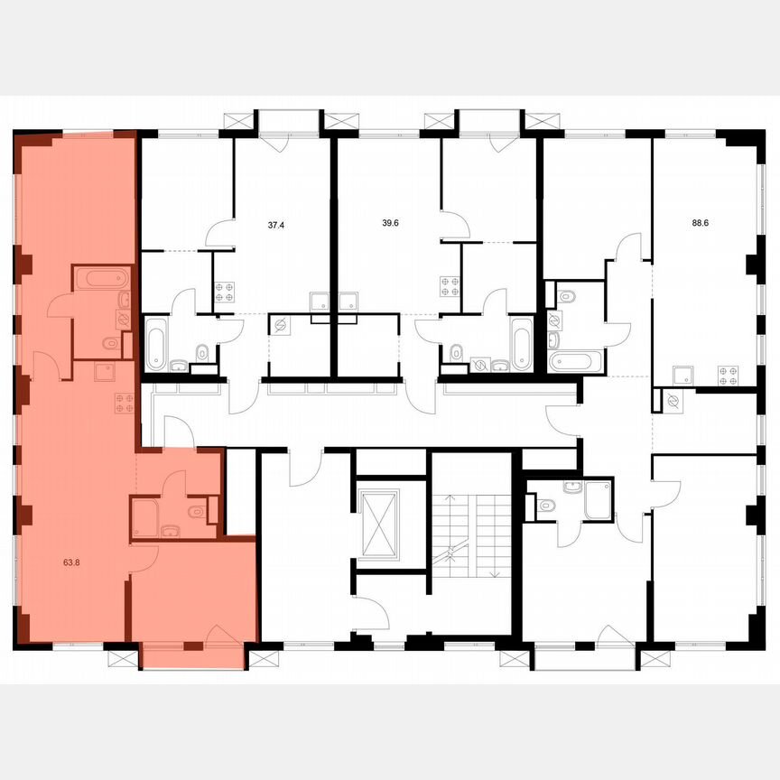 2-к. квартира, 63,8 м², 7/9 эт.