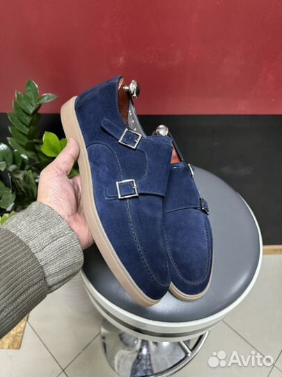 Монки с мехом santoni оригинал замш