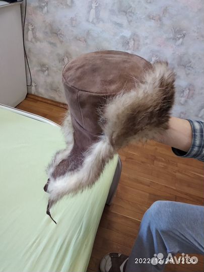 Шапка ушанка меховая подростковая енот