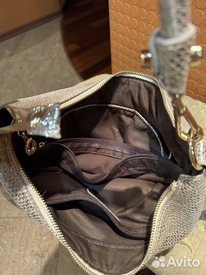 Сумка женская золотая под рептилию