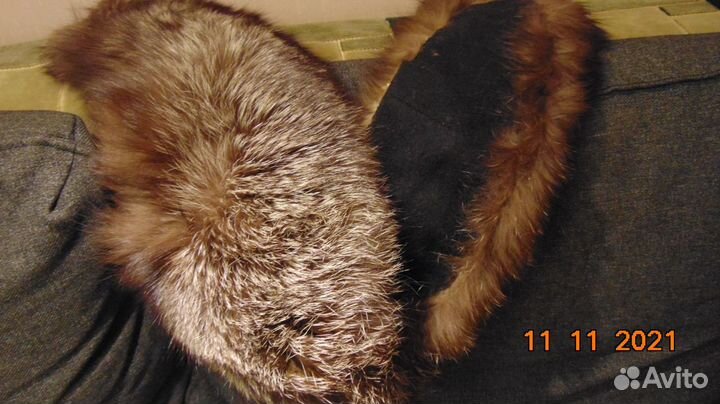 Шапка + воротник из меха чернобурки