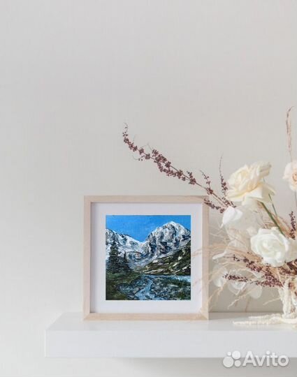 Картина горы кавказа 15*15 см Архыз триптих