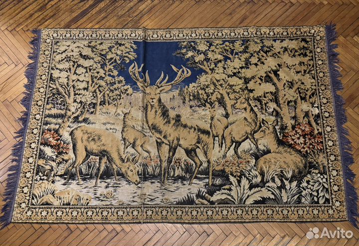 Ковер настенный плюшевый с оленями ГДР СССР