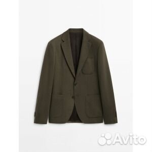 Пиджак из шерсти и хлопка Massimo Dutti, хаки
