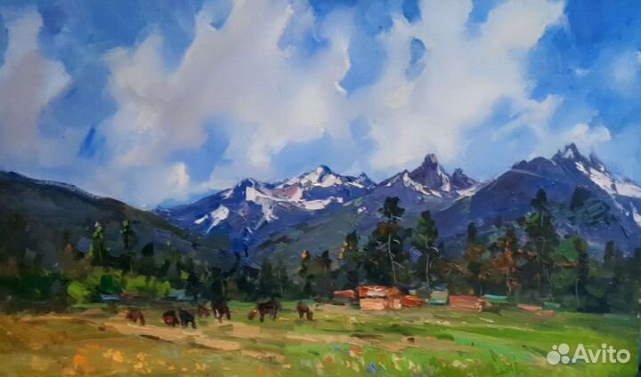 Картина маслом на холсте. Горы. Архыз. Кавказ