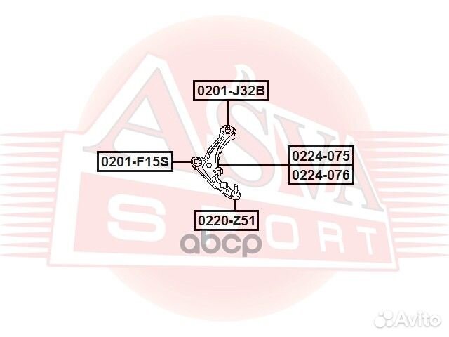 Рычаг передний нижний левый 0224075 asva