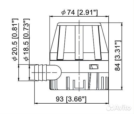 Помпа трюмная TMC 450GPH (28 л/мин). 1003412