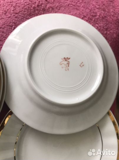 Блюдца от сервиза Вербилки Золотая лента