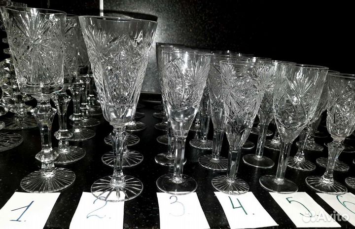 Хрустальные фужеры, бокалы, рюмки, стаканы СССР