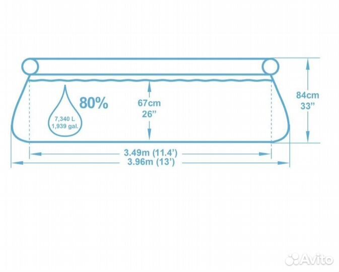 Бассейн Bestway Fast Set 57376, 396х84 см