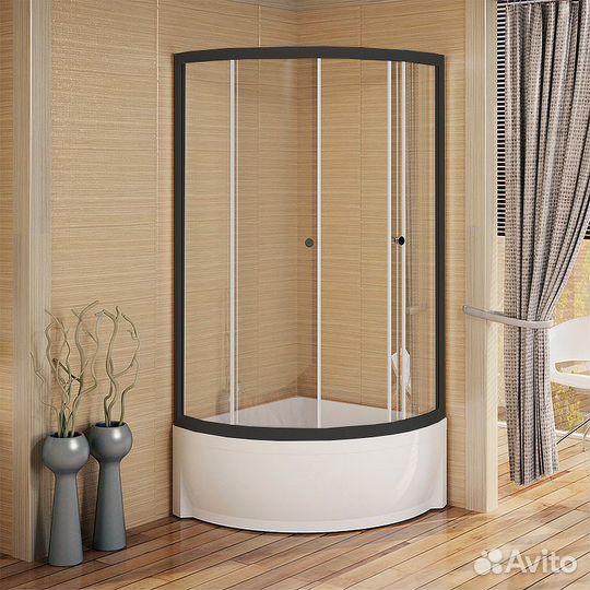 Душевой уголок Radomir Соул 1 90x90 1-03-6-0-0-0020 профиль Черный стекло прозрачное