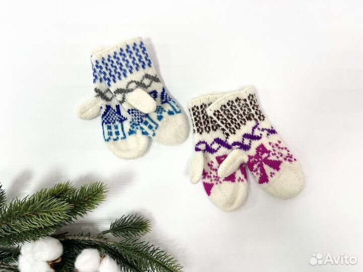 Варежки детские 2 пары 3 4 года