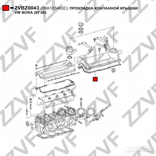 Прокладка клапанной крышки VW bora (97-05) zvbz