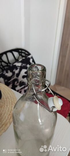 Бутылка IKEA korken с пробкой, стекло, 1 л