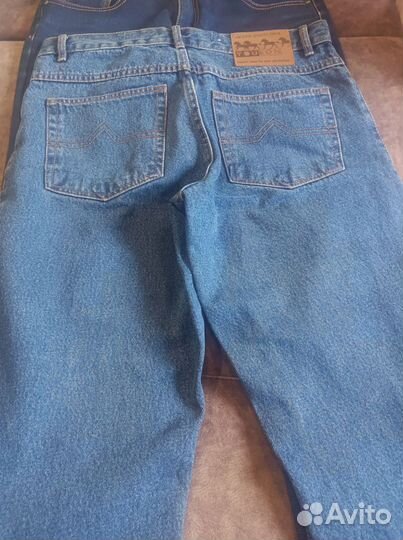 Джинсы широкие мужские синие