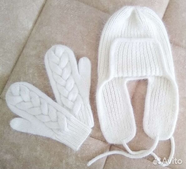 Комплект варежки, шапка, бактус пух норки