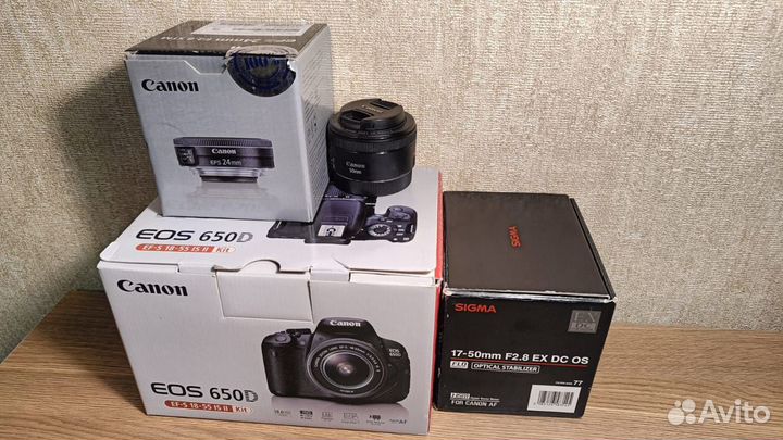 Фотоаппарат сanon 650 d kit 18-55 и 3 об'ектива