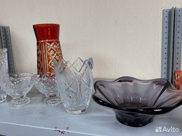 Хрусталь СССР цветное стекло ваза чаша блюдо