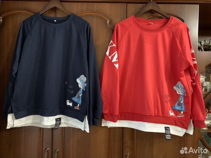 Стильные Свитшоты с принтом, новые, 48-56
