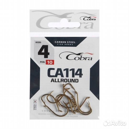 Крючки Cobra allround, серия CA114, № 4, 10 шт
