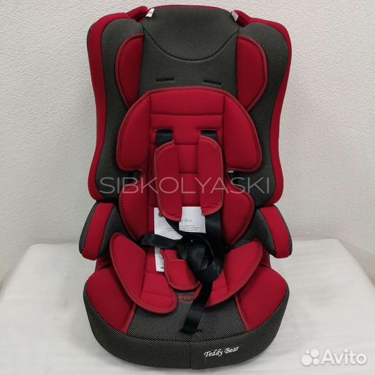 Автокресло teddy bear 9-36 кг. серо-красное