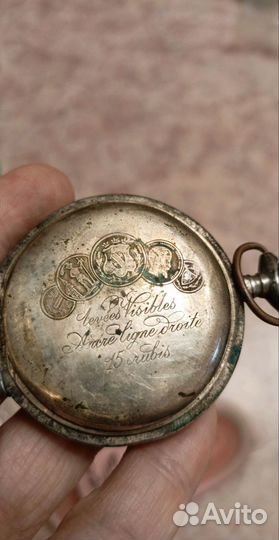 Часы карманные старинные серебряные велосипедисты