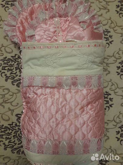 Конверт на выписку для девочки теплый