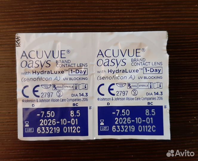 Линзы контактные acuvue oasys однодневные -7.5