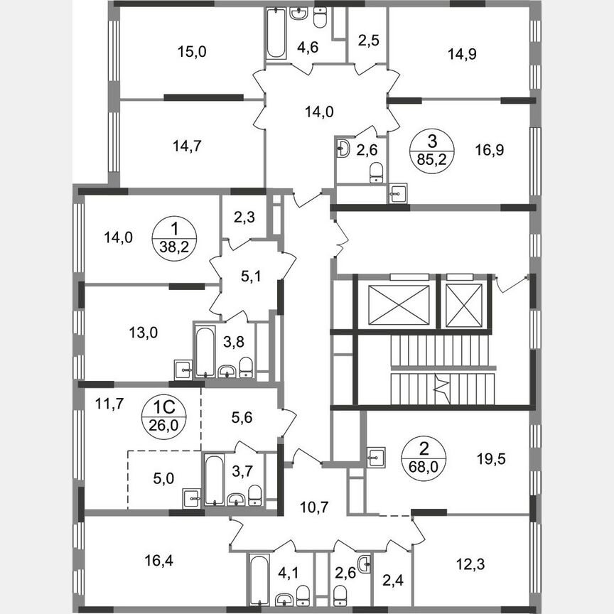 3-к. квартира, 85,2 м², 10/17 эт.