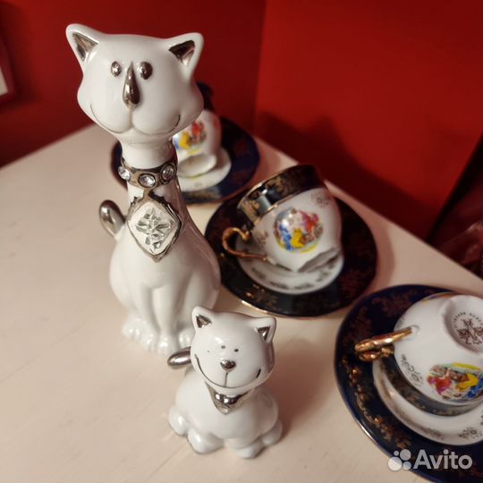 Фигурки котиков, Италия, фарфор, стразы