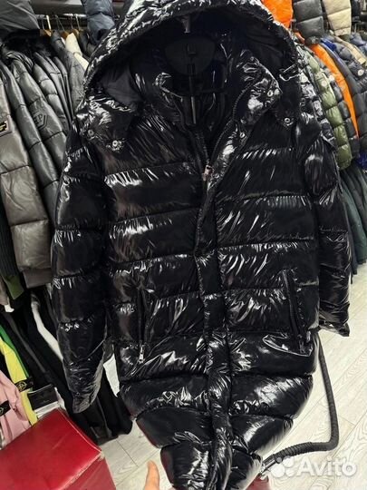 Пуховик глянцевый moncler NFC удлинённый