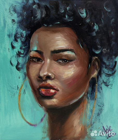 Картина африканка женщина маслом