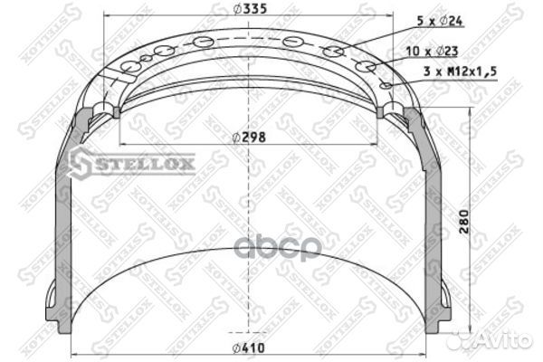 85-00030-SX торм.барабан 410x220/234 H300 d2