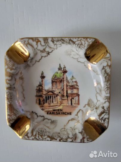 Винтажная фарфоровая пепельница Австрия, позолотой